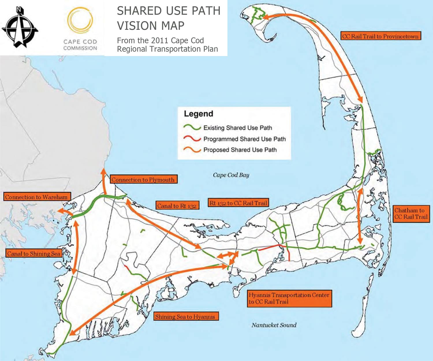 Existing Proposed Bicycle And Pedestrian Routes For Cape Cod 